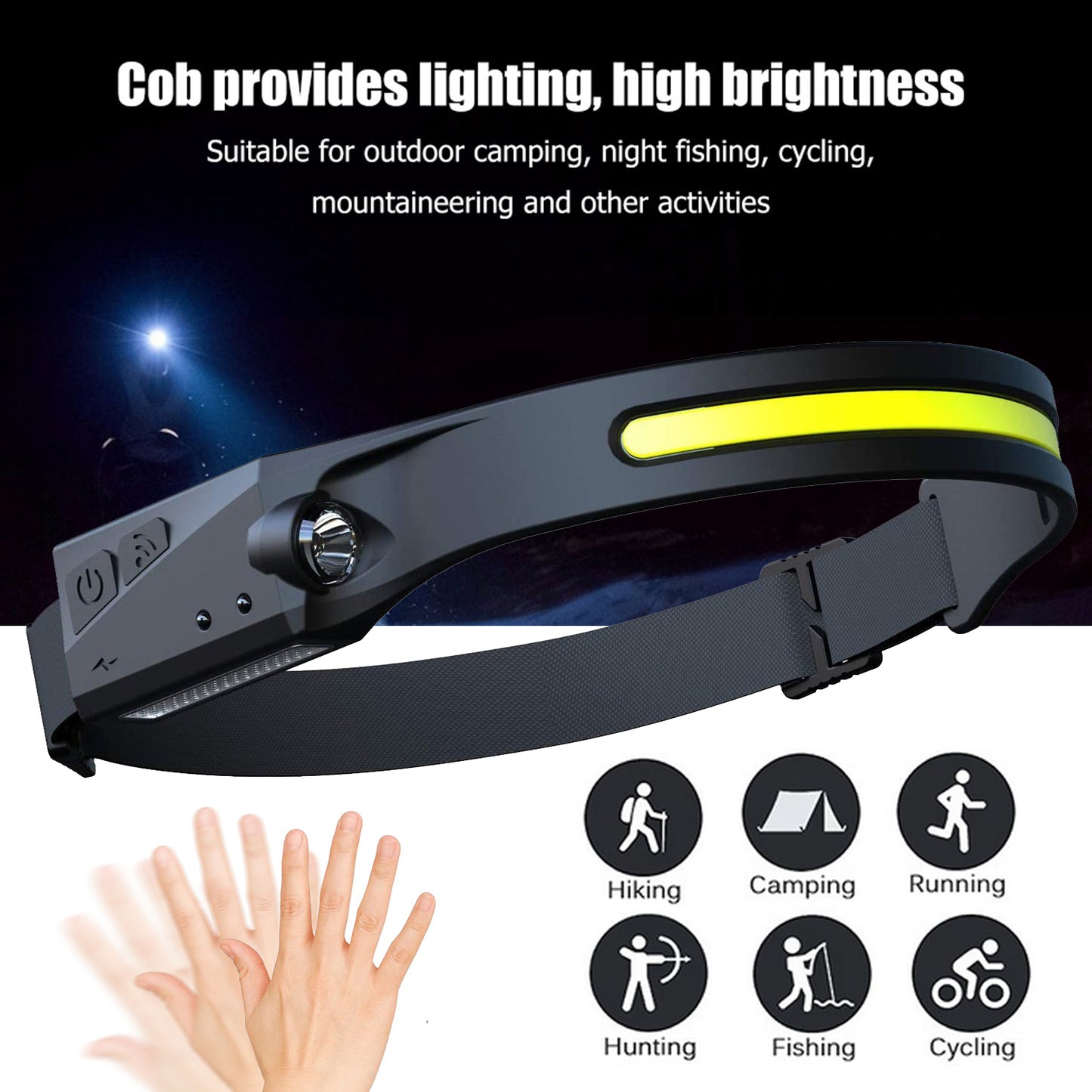 COB LED Induction Headlamp Hunting Light