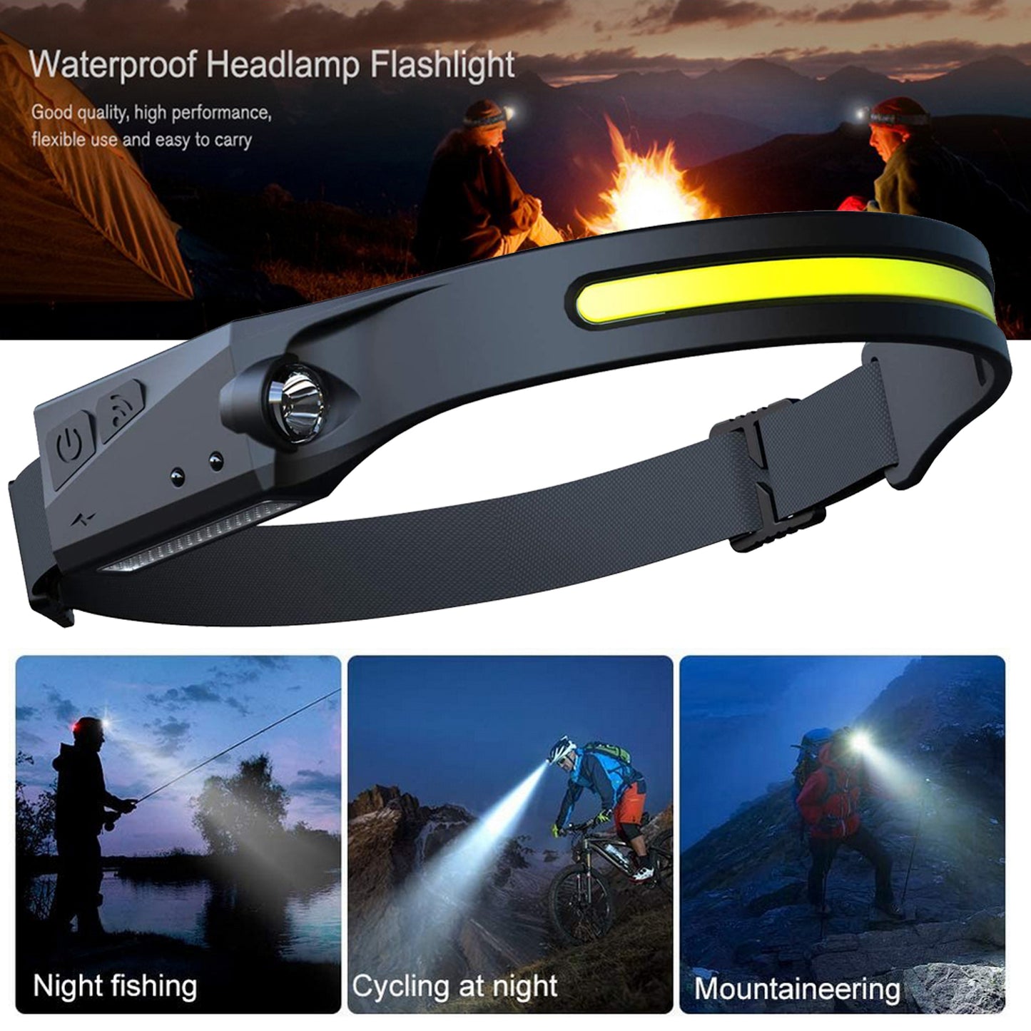 COB LED Induction Headlamp Hunting Light